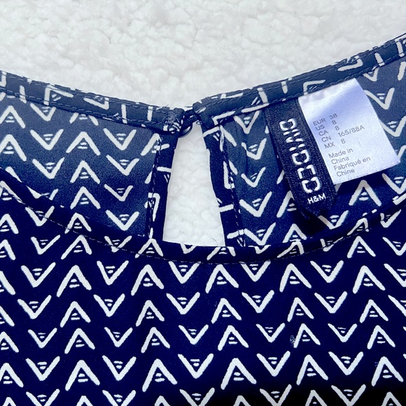 Peplum Navy and White Blouse with Aztec Inspired Print - Picture 3 of 6
